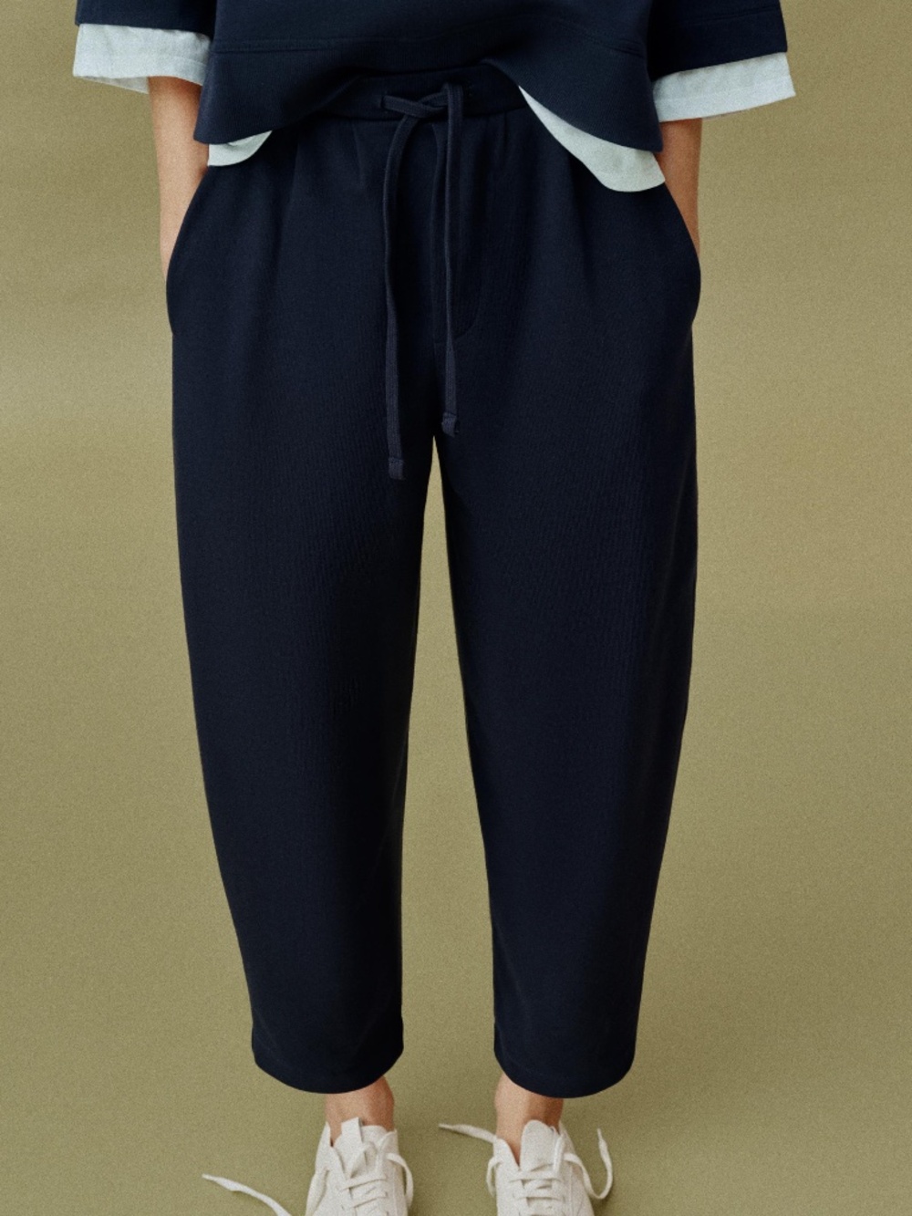 Zara navy blue cotton oversized baggy balloon barrel sweat pants NWT